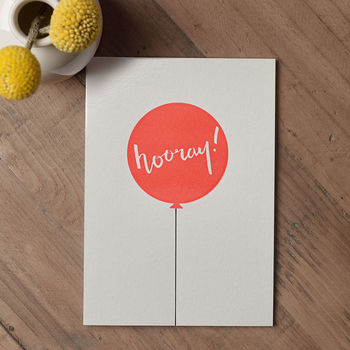 'Hooray' Balloon Letterpress Card, 2 of 4