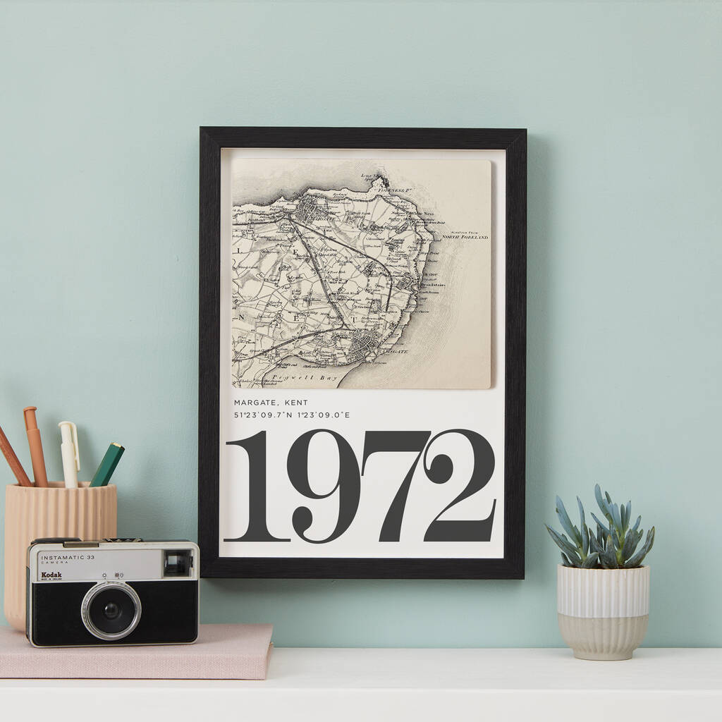 Custom Black And White Map Print Gift For Him, 1 of 5