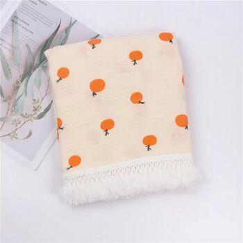 Clementine Pure Cotton Muslin Tassel Baby Blanket, 2 of 3