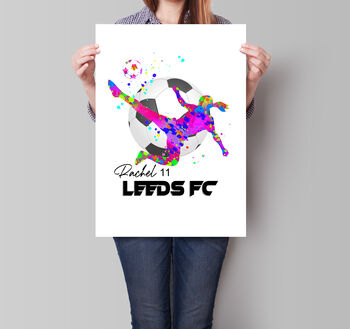 Personalised Girls Football Splash Print, 3 of 5