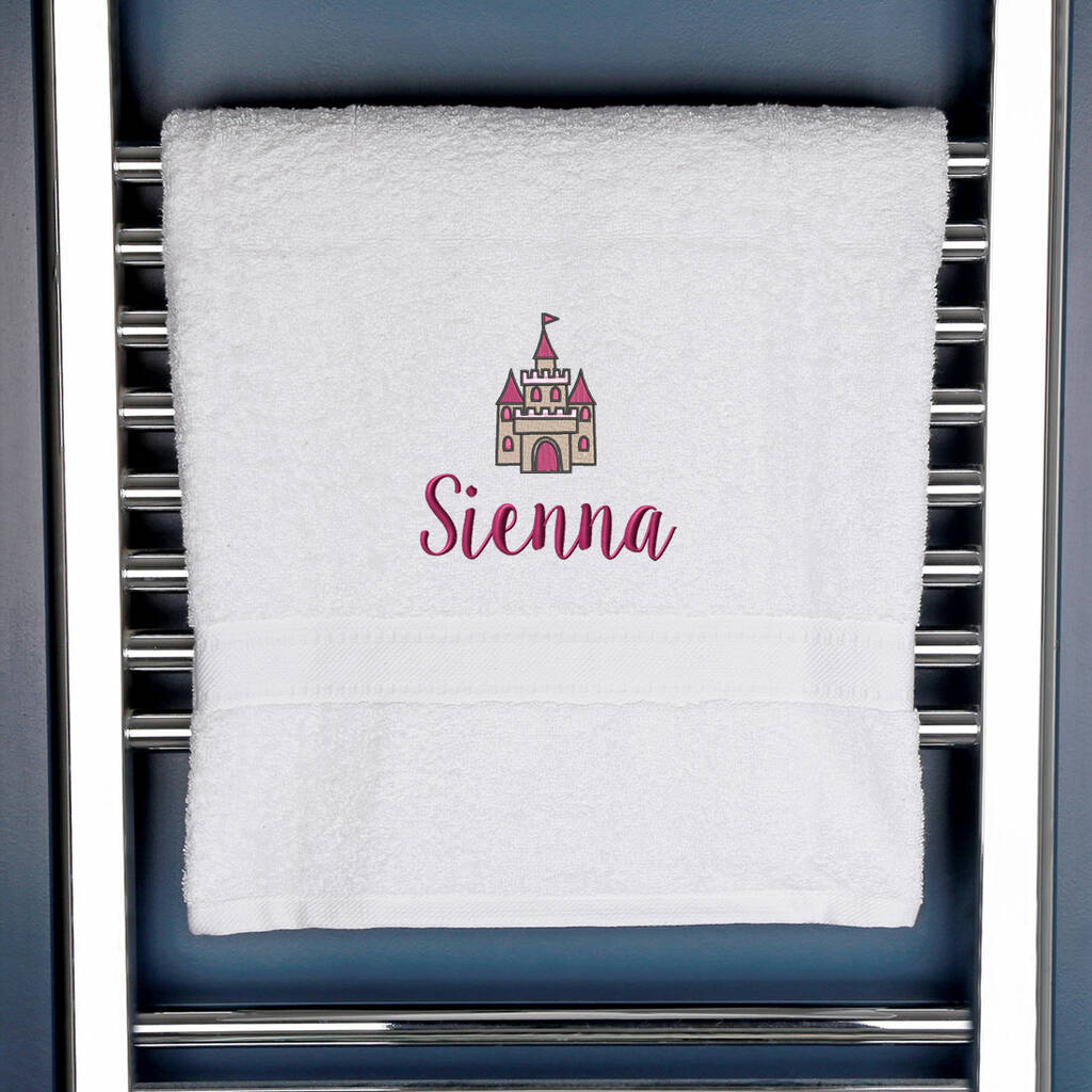 Girl's Personalised Princess Castle Bath Towel, 1 of 6