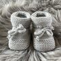 Grey Knitted Baby Booties, thumbnail 1 of 10