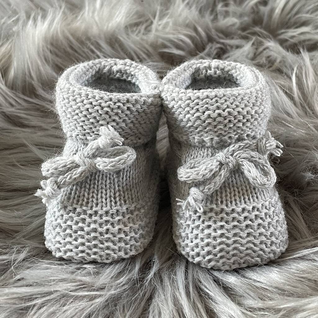 Grey Knitted Baby Booties, 1 of 10
