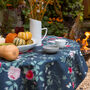 Luxury Linen Like Floral Tablecloth Rose Garden Navy, thumbnail 7 of 7