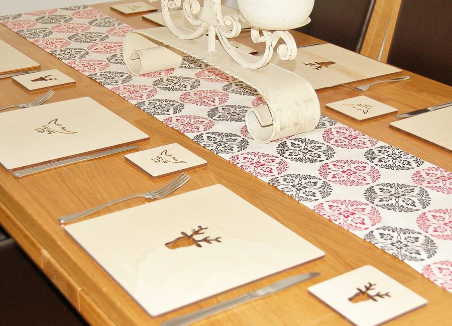 Set Of Four Or Six Wooden Stag Placemats By My Blue Dog