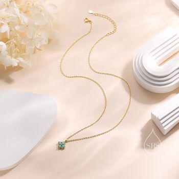 Aqua Green Opal Hydrangea Pendant Necklace, 5 of 12