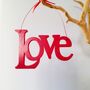 'Love' ~ Gold / Red Hanging Wooden Sign, thumbnail 1 of 5