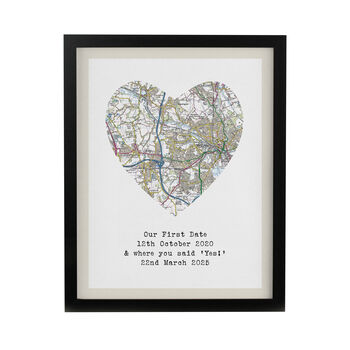 Wedding Anniversary Gifts Personalised Map Location Print, 6 of 9