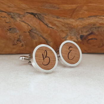 Personalised Initial Wooden Cufflinks, 6 of 7
