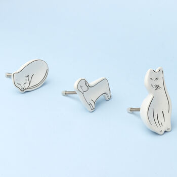 Cat, Dog And Sleeping Cat Ceramic Cupboard Knobs, 3 of 6