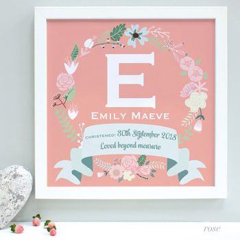 Personalised New Baby Framed Initial Print, 2 of 9