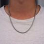 Men's Silver Matte Cuban Chain Stainless Steel Necklace 4mm, thumbnail 10 of 12