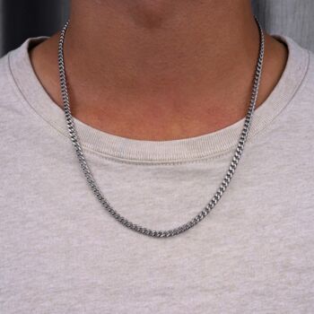 Men's Silver Matte Cuban Chain Stainless Steel Necklace 4mm, 10 of 12