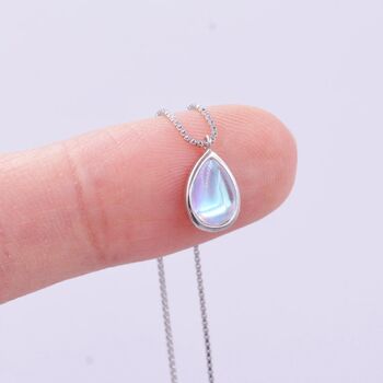 Sterling Silver Aurora Moonstone Pendant Necklace, 5 of 10