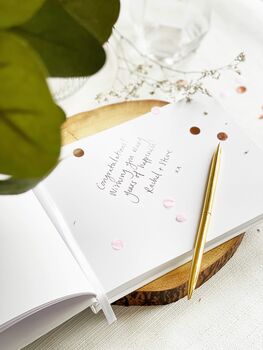 Personalised Gold Foiled Wedding Guest Book, Hardback, 7 of 9