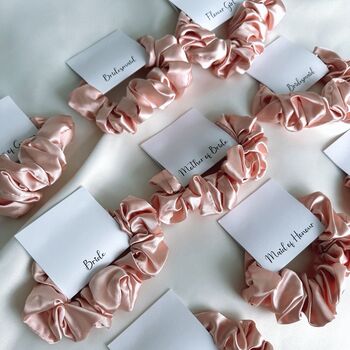 Bridesmaid Pink Satin Scrunchie, 2 of 2