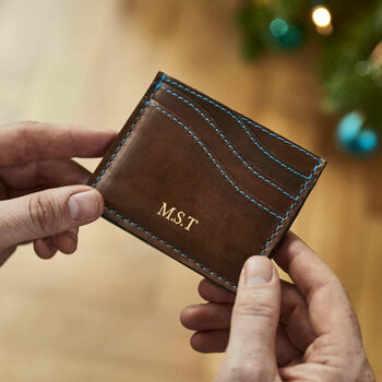 Personalised Leather Card Holder With Contrast Stitch, 3 of 9