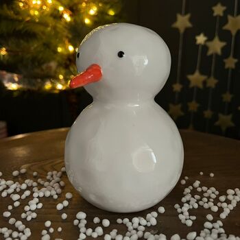White Ceramic Snowman Ornament Medium, 2 of 2