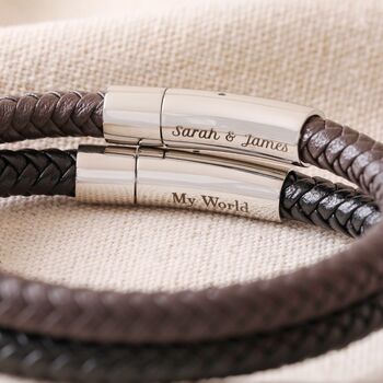 Men's Personalised Vegan Leather Bracelet, 2 of 11