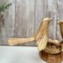 Wooden Bird Ornament Love Birds On Nest With Mushroom, thumbnail 6 of 9