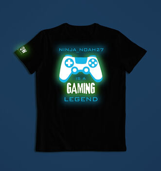 Gamer Personalised Glow In The Dark T Shirt, 6 of 6