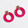 Bright Pink Statement Acrylic Alex Earrings, thumbnail 1 of 4
