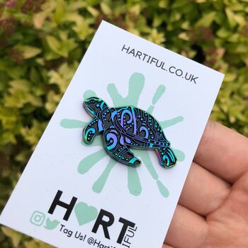 Rainbow Metal Pattern Turtle Enamel Pin, 4 of 5