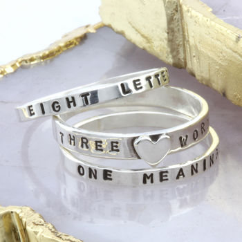 Personalised Sterling Silver Heart Stacking Ring, 5 of 7