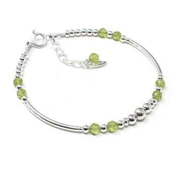 Peridot And Sterling Silver Bracelet, August Birthstone Jewellery, 3 of 3