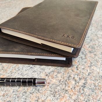 Personalised Vintage Leather Lined A5 Notebook, 2 of 7