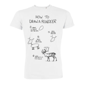 Mens How To Draw A Reindeer Organic/Vegan Tshirt, 2 of 3