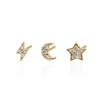 Miku Lightning, Moon And Star Stud Earrings Set, 5 of 7