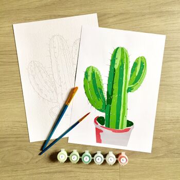 Cactus Painting By Numbers Kit, 4 of 5