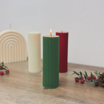 Festive Christmas Pillar Candle Christmas Decoration, 2 of 10