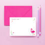 Flamingo Thank You Notecards Pack Of Five, thumbnail 1 of 2
