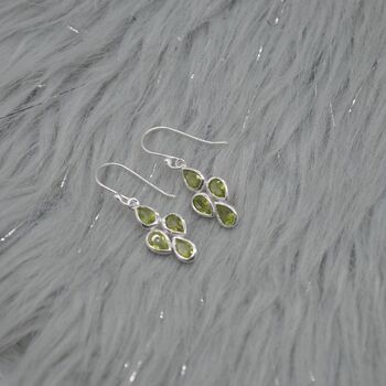 Peridot Sterling Silver Drop Earrings August Birthstone, 5 of 9
