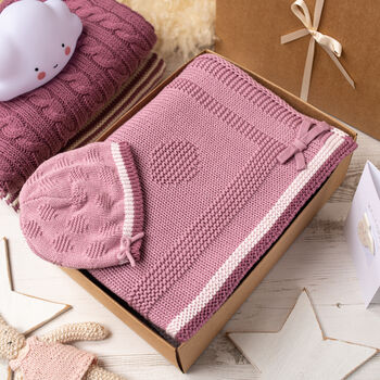 Girls Spot And Bow Baby Blanket And Hat Set, 2 of 12