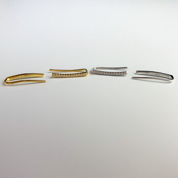 Sterling Silver Crystal Bar Ear Climber Earrings, 3 of 5
