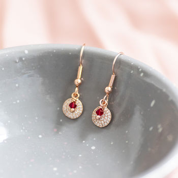 Pave Disc Birthstone Earrings, 3 of 11