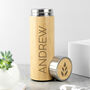 Personalised Bamboo Thermos Flask With Tea Strainer, thumbnail 1 of 6