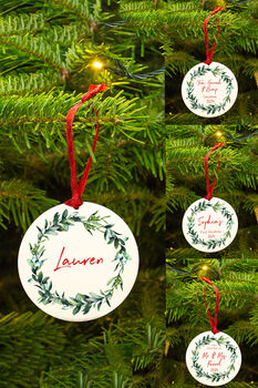 Personalised Couples First Christmas Decoration Mistletoe Bauble, 2 of 5