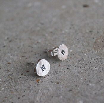 Sterling Silver Initial Disc Earrings, 2 of 3