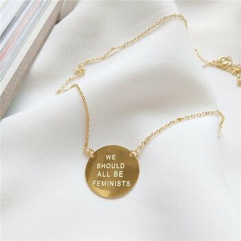 Chunky 18 K Gold Plated Silver Feminist Necklace, 2 of 8