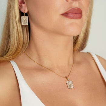 Matching Earrings And Necklace Set | Taupe And Cream, 2 of 10