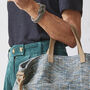 Fair Trade Woven Cotton Leather Double Handle Handbag, thumbnail 9 of 9