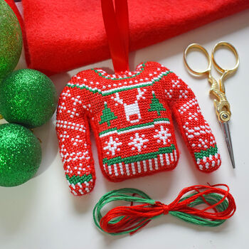 Stitch Your Own Christmas Jumper Bauble, 5 of 6