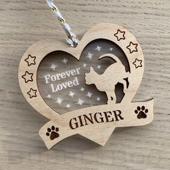 Cat Memorial Personalised Christmas Tree Decoration, 3 of 5