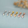 Sterling Silver Moonstone 16 G Flat Back Labret Earrings, thumbnail 4 of 10