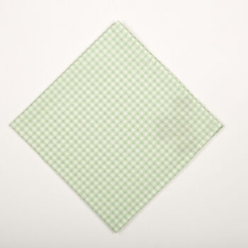 Mens Mint Green Gingham Print Cotton Pocket Square, 12 of 12