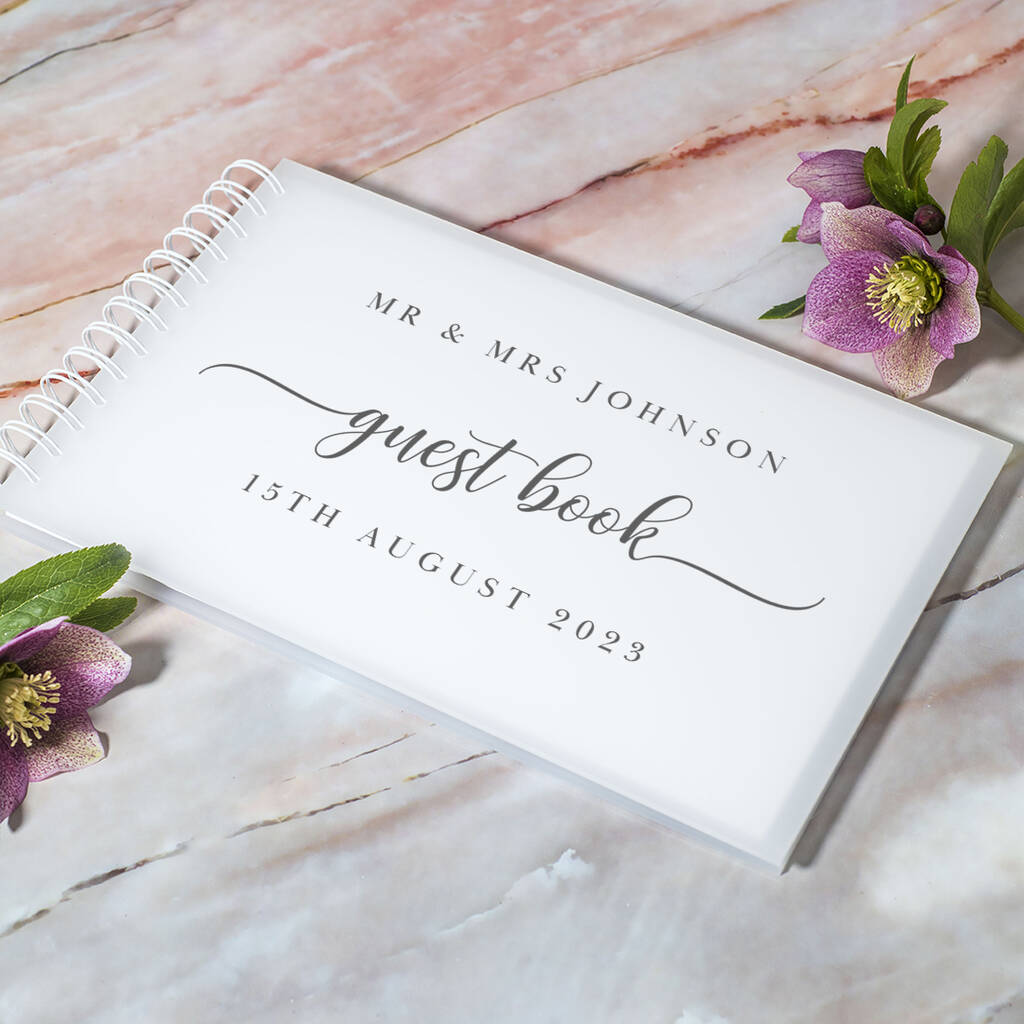 Frosted Acrylic Classic Script Wedding Guest Book By Love Lumi Ltd |  